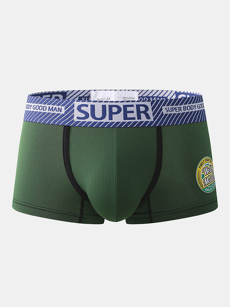 Mesh Breathable Boxer Briefs Elastic Pouch Underwear