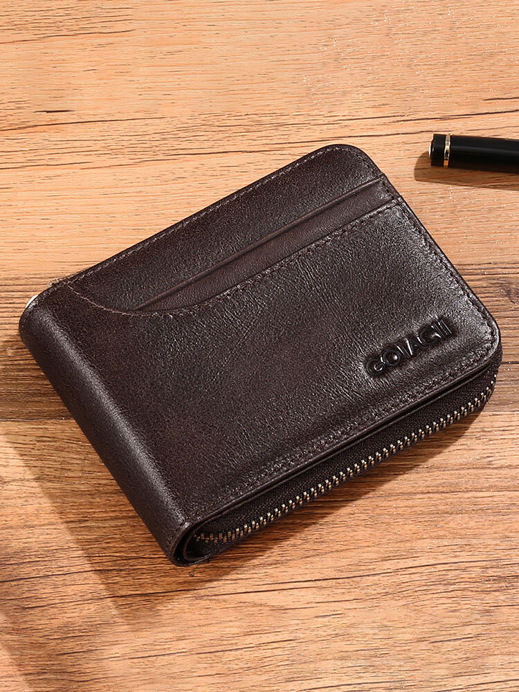 Men Genuine Leather Business Retro Cowhide Multi-function Card Holder Wallet