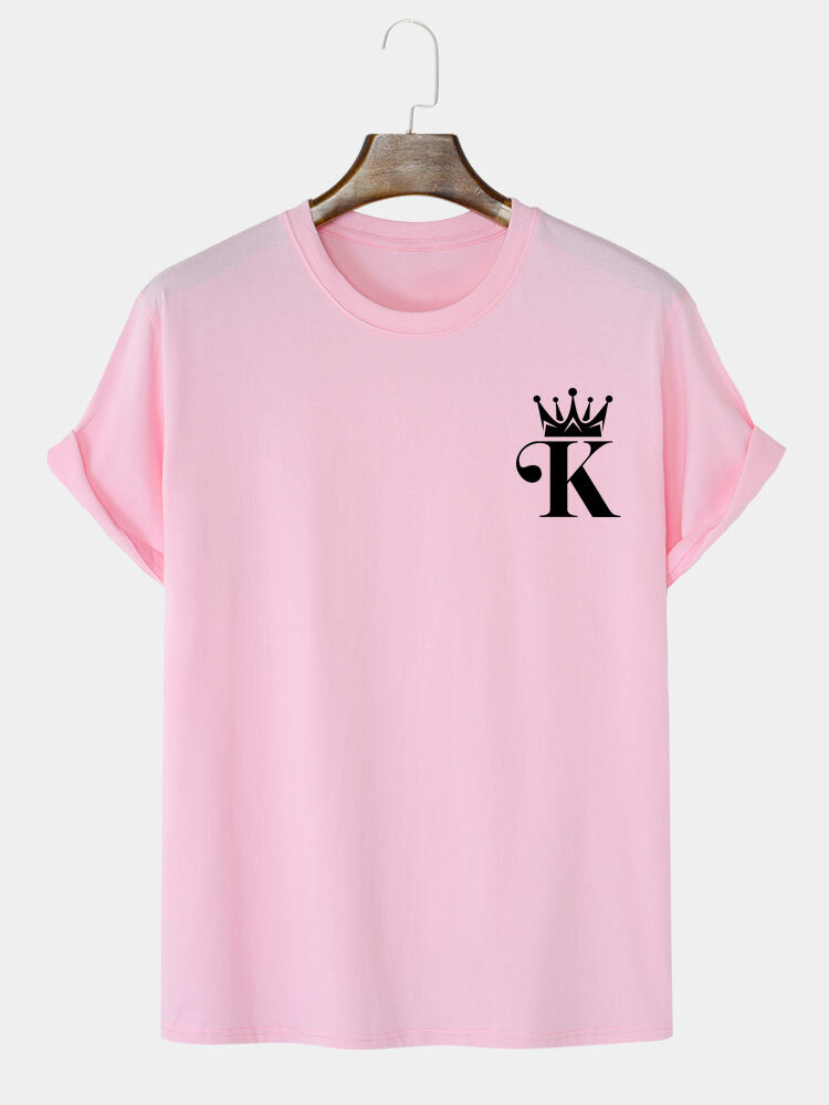 

Mens Cotton Poker K Print Short Sleeve Casual T-Shirt, Black;white;pink