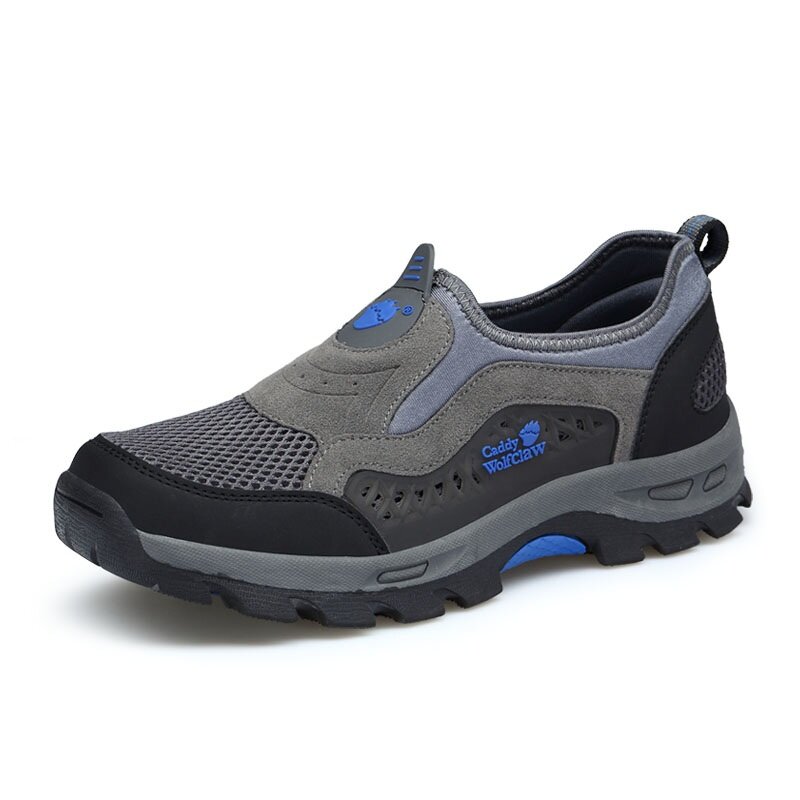 Men Mesh Fabric Non Slip Slip On Casual Hiking Sneakers 