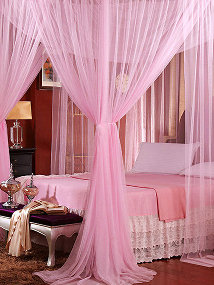 

190x210x240cm Four-door Bedding Mosquito Net Queen Bed Anti-mosquito Summer Polyester Mesh Fabric, Black;white;beige;purple