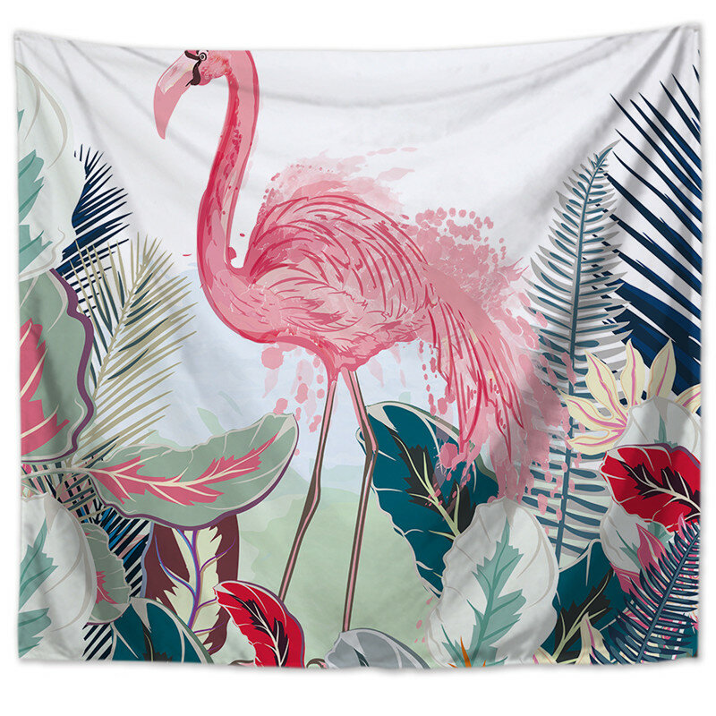 

Wall Hanging Flamingo Printed Tapestry Room Decor Art Tropical Plants Yoga Mat