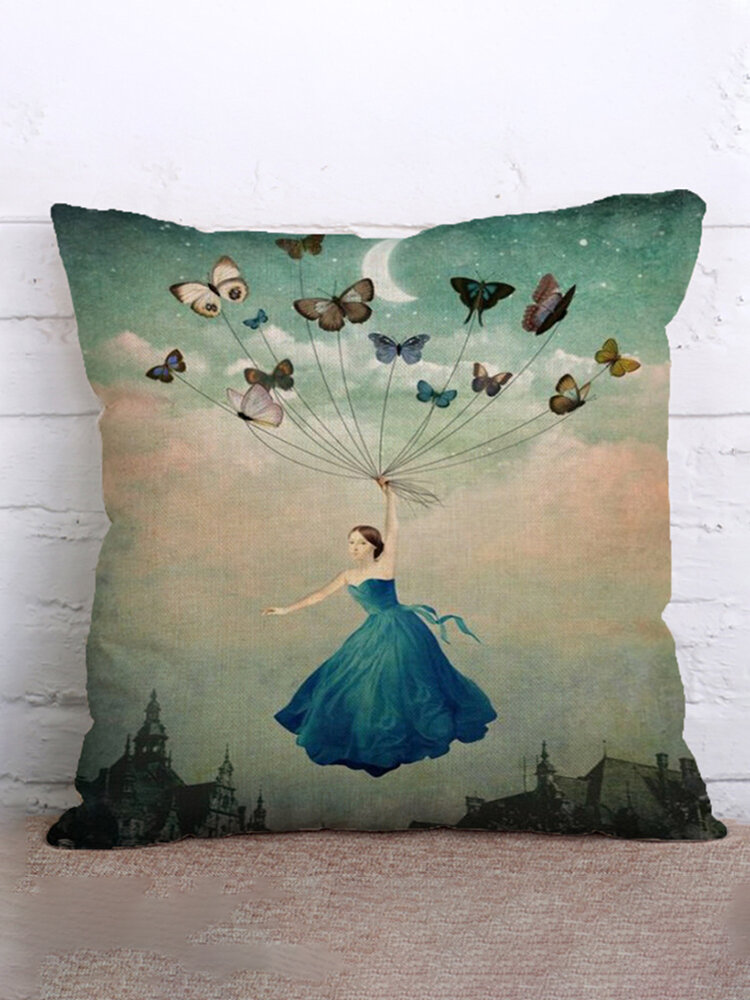 Vintage Abstract Printing Style Cushion Cover Soft Linen Cotton Pillowcases Home Car Sofa Office
