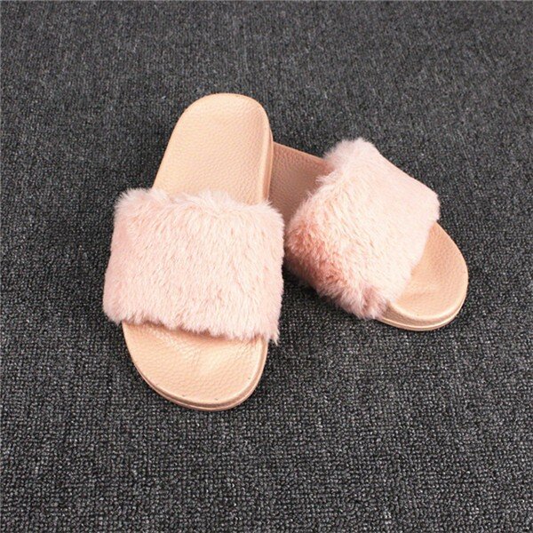 fluffy slip on slippers