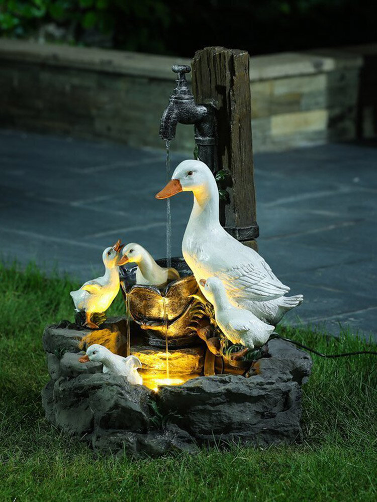 1 Pair Mini Swan Sculpture Statues For Home Garden Yard Lawn Decoration 