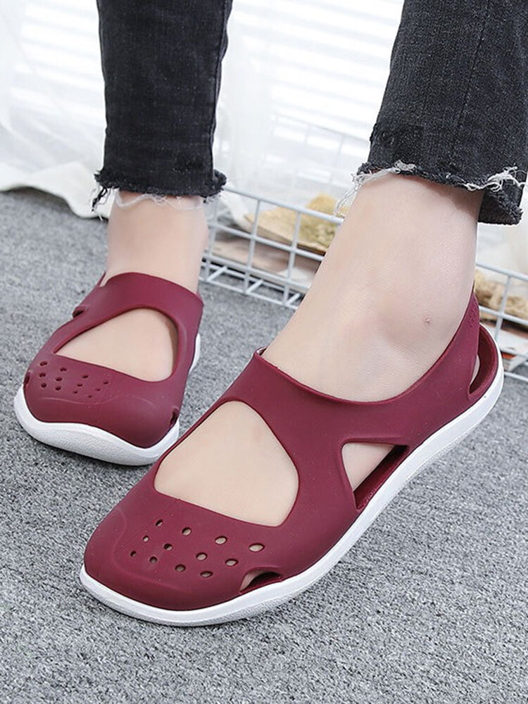 Women Casual Beach Hollow Out Jelly Flat Sandals