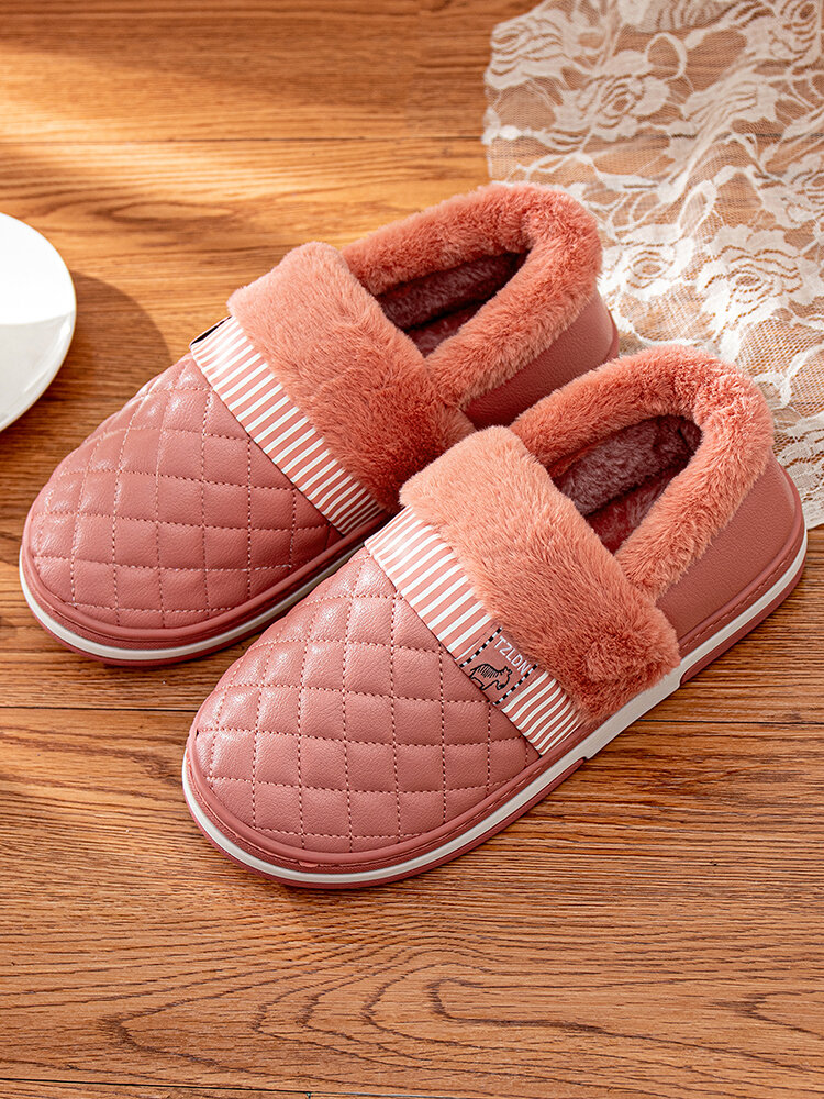 Women Comfy Soft Warm Plush Wrapped Heel Slip On Home Flat Shoes