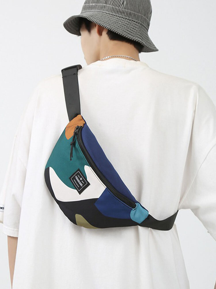 ChArmkpR Neutral Nylon Outdoor Casual Simple Printing Lightweight Waist Bag Chest Bag Crossbody Bag