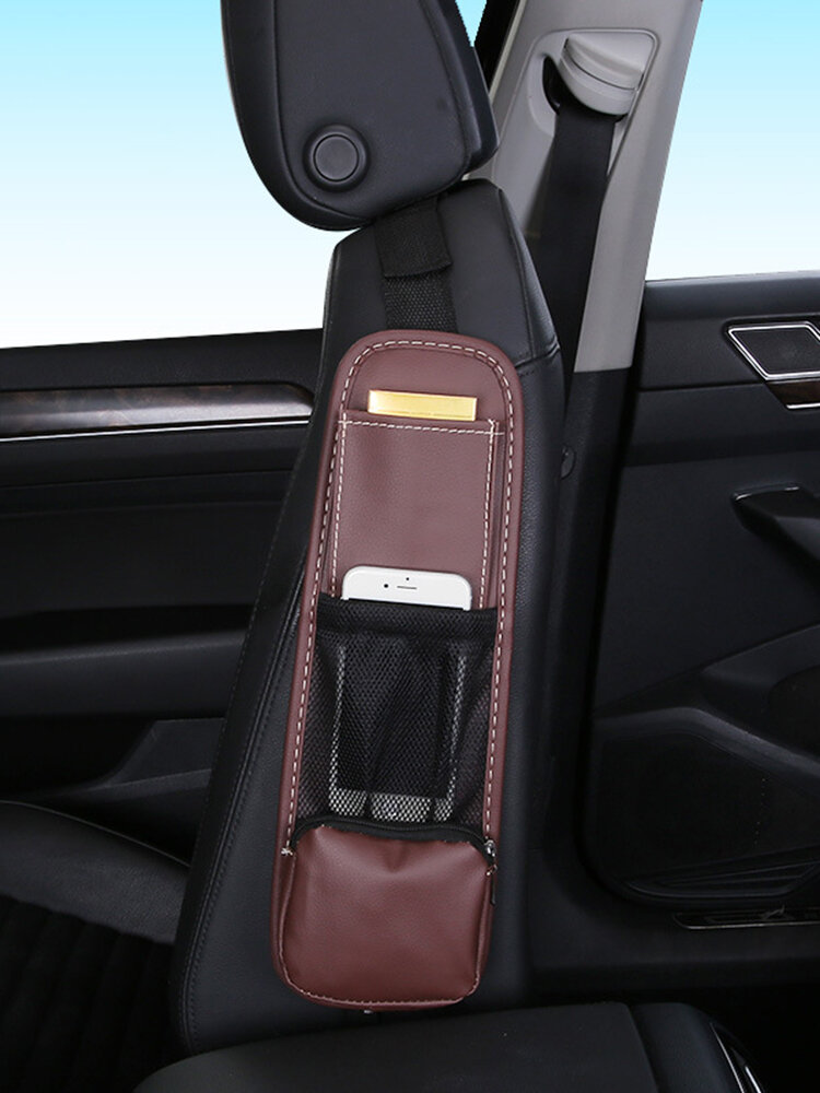 PU Leather Phone Holder Car Phone Bag Car Storage Bag Car Seat Side Hanging Bag Storage Bag