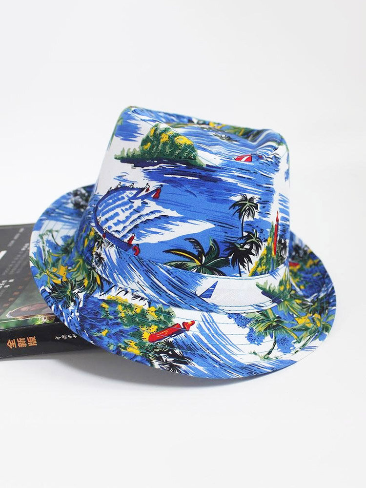 समुद्र तट पैटर्न कपड़ा बाल्टी टोपी पुरुषों की समुद्र तट छुट्टी Sunshade आकस्मिक टोपी