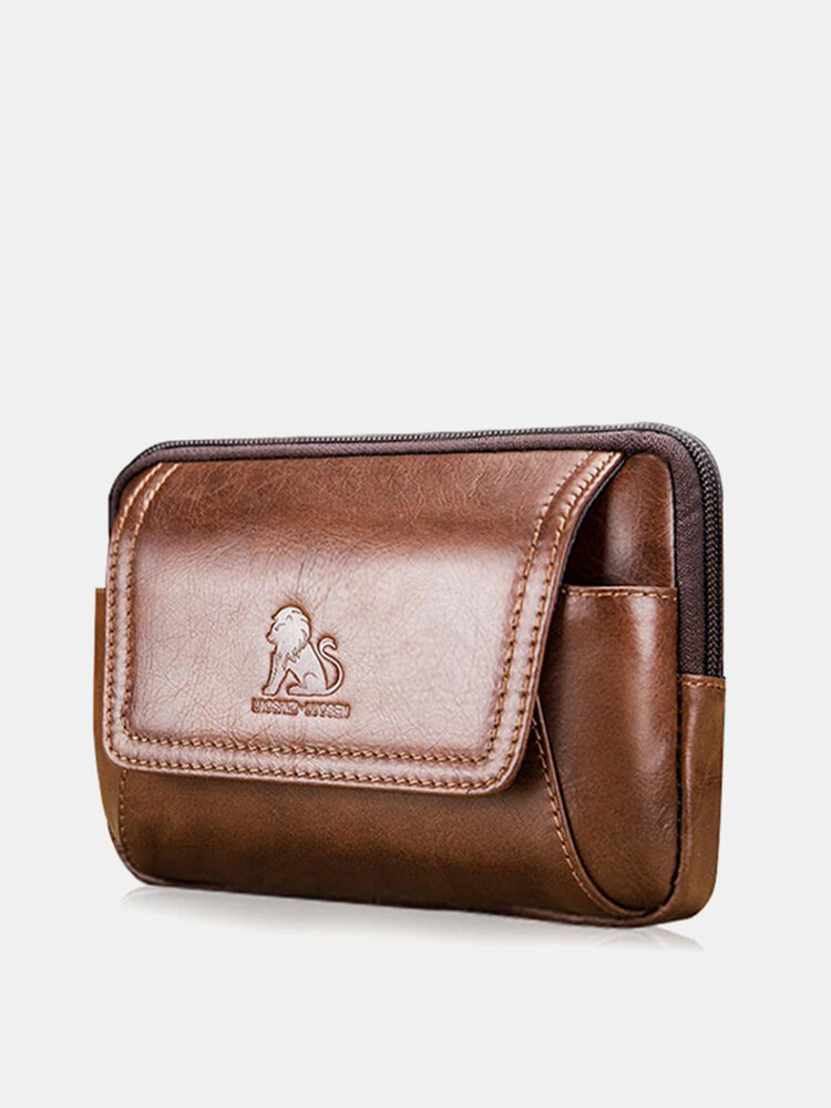 Genuine Leather Vintage 6 Inch Phone Bag Waist Bag Crossbody Bag For Men