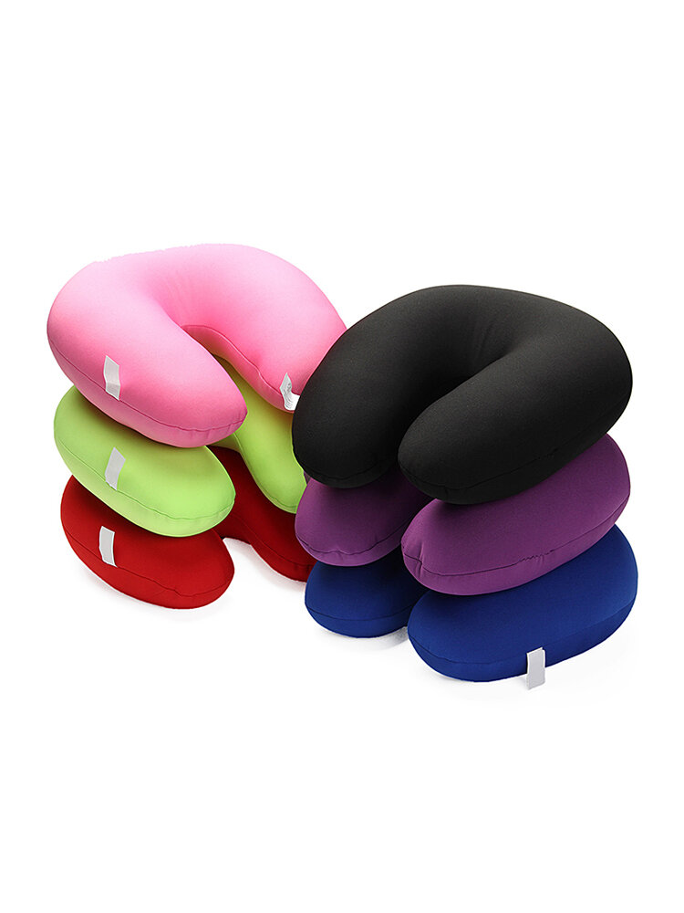 

30x30cm U Shape Foam Microbead Neck Pillow Travel Office Rest Use Bedding Pillow, Red;pink;black;blue;purple