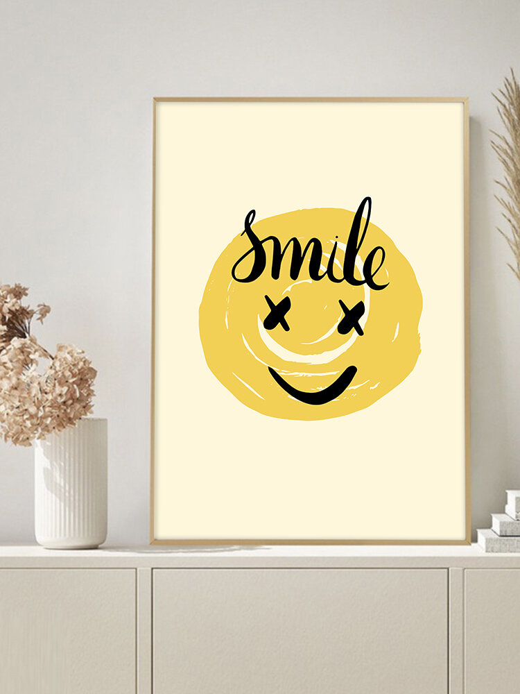 

1PC Unframed Cartoon Smile Letters Pattern DIY Canvas Painting Wall Art Canvas Living Room Home Decor Wall Pictures