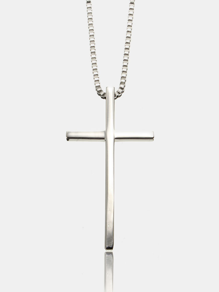 Men Necklace Stainless Steel Cross Pendant Necklace