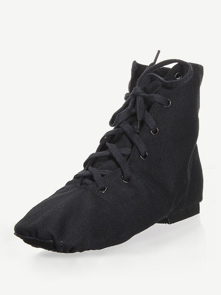 Black Canvas Lace Up Comfy Breathable Jazz Ballet Dance Shoes