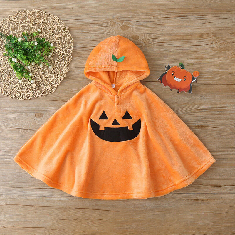 

Kid's Halloween Print Cloak For 1-7Y, Orange