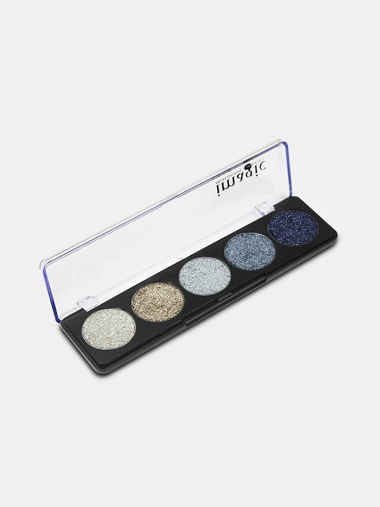 5 Colors Glitter Powder Sequin Eyeshadow Palette Pearlescent Makeup Glitter Pigment Smoky Eye Shadow