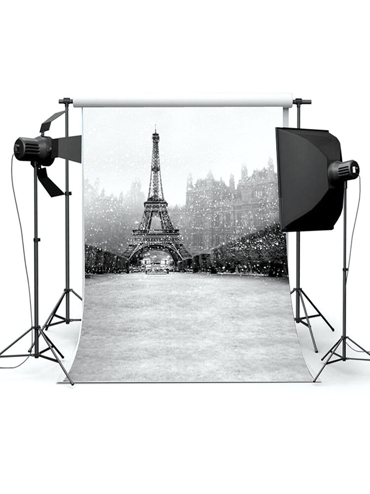 

3x5FT Snow Eiffel Tower Photography Backdrops Studio Photo Background Vinyl Landscape