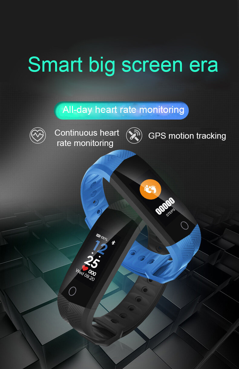 Continuous Heart Rate Monitor Bracelet Fitness Watches for Men IOS Android Smart Watches