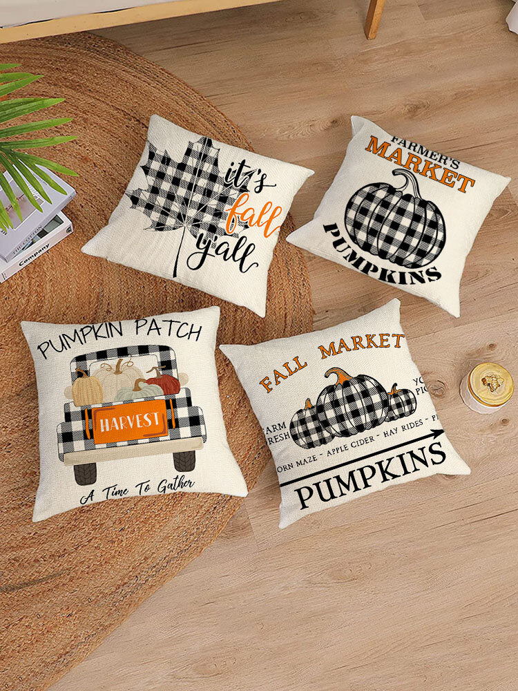 

4 Pcs Halloween Pillowcase Cushion Cover Throw Pillow Cover Without Filler Cartoon Pattern Festival Decor For Bedroom Li