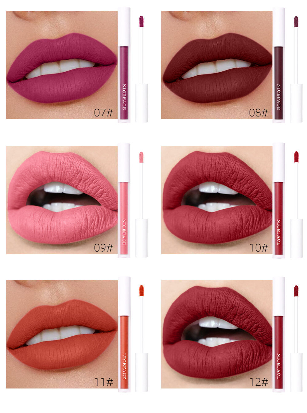12 Color Matte Nude Lip Gloss Waterproof Lasting Moisturize Non-Stick Cup Women Makeup Lipstick