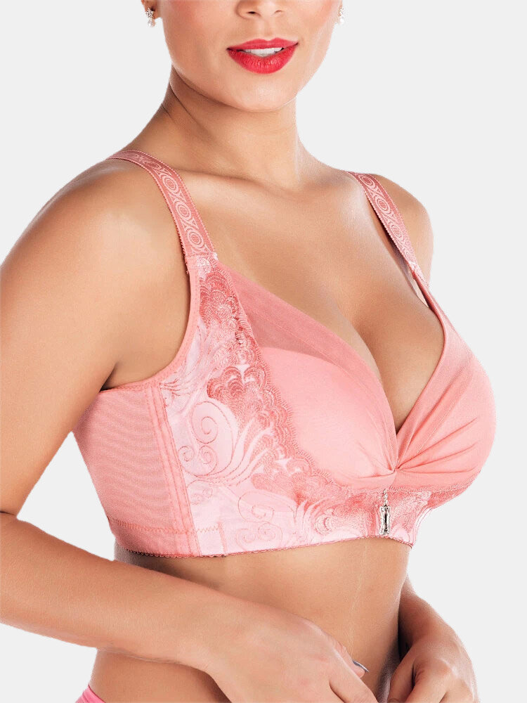 Sexy Deep Plunge Wireless Soft Gather Lightly Lined Fibroin Bras