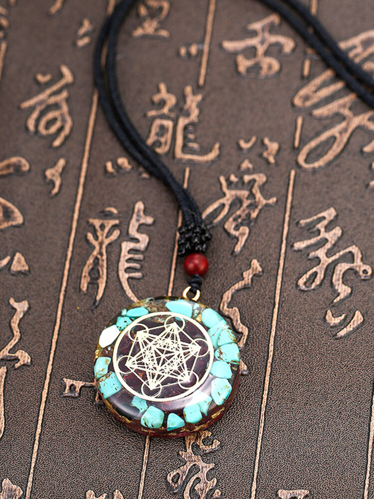 Ethnic Crystal Round-shape Stone Seven Chakra Pendant Crystal Necklace