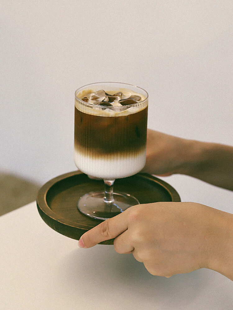 Ins Vertical Stripe Latte Iced Coffee Glass Personality Mocha Cup Pudding Cup Ice Cream Cup