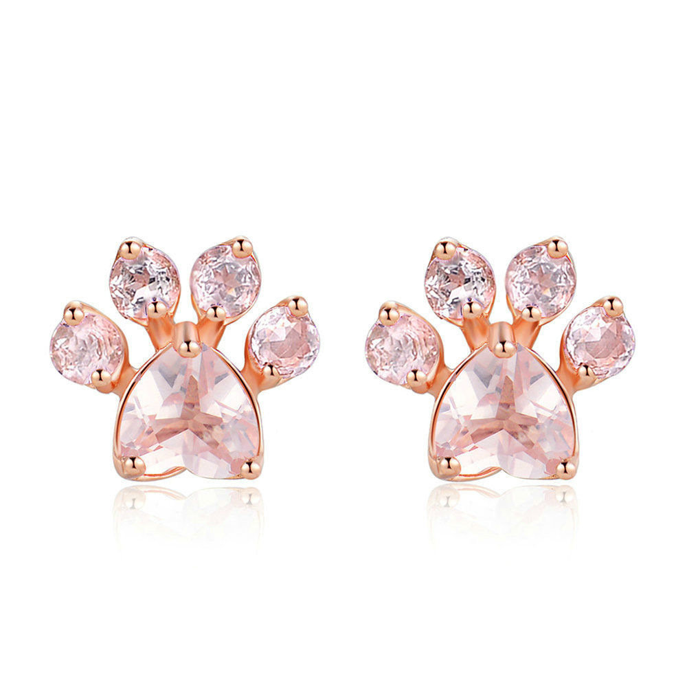 

Sweet Cute Cat Paw Earrings Fashion Rose Gold Earrings Pink Claw Dog Paw Stud Earrings for Women