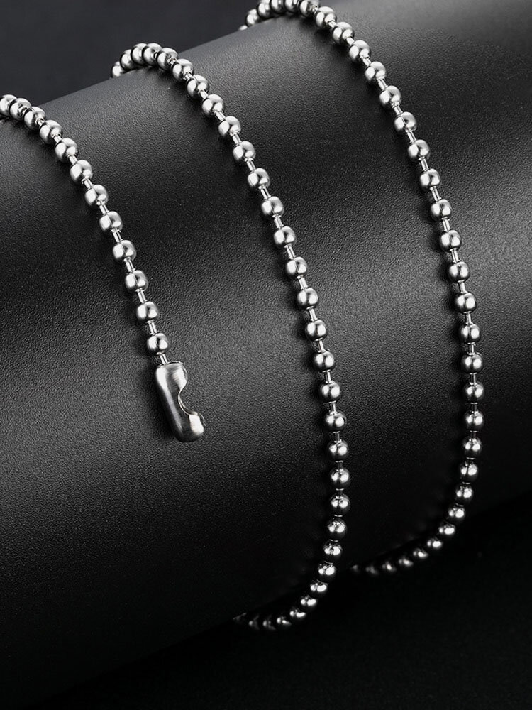 Trendy Simple Round Bead Chain Shape Titanium Steel Necklace