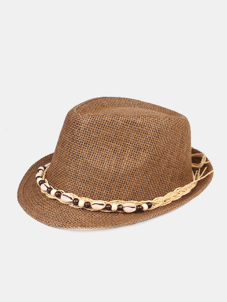 Men Straw Casual Vacation All-match Breathable Sunshade Top Hats Flat Hats