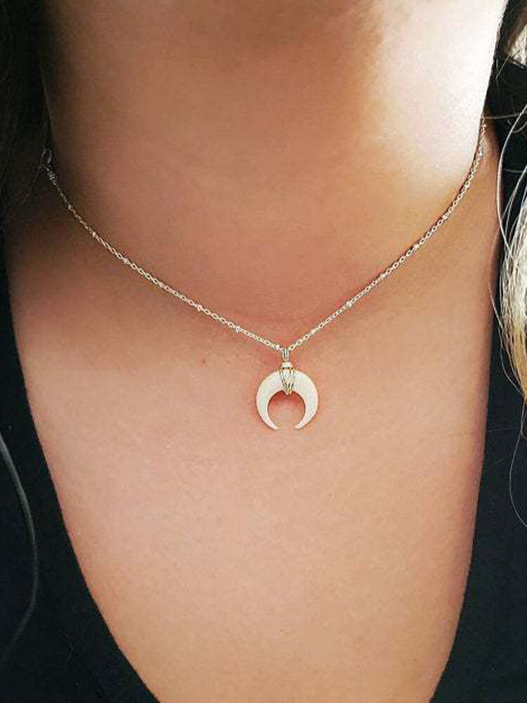 Trendy Personality Moon-shaped Copper Alloy Pendants Necklaces