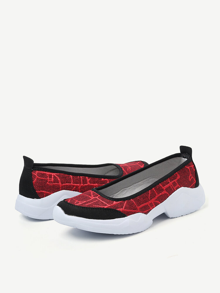 Women Casual Sports Flax Light Slip On Platform Sneakers