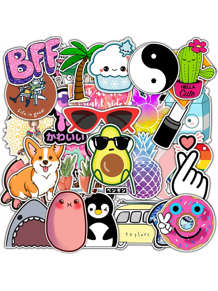50Pcs Ins Style Stickers Decals Vinyls For Laptop Kids Cars Motorcycle Bicycle Skateboard  
