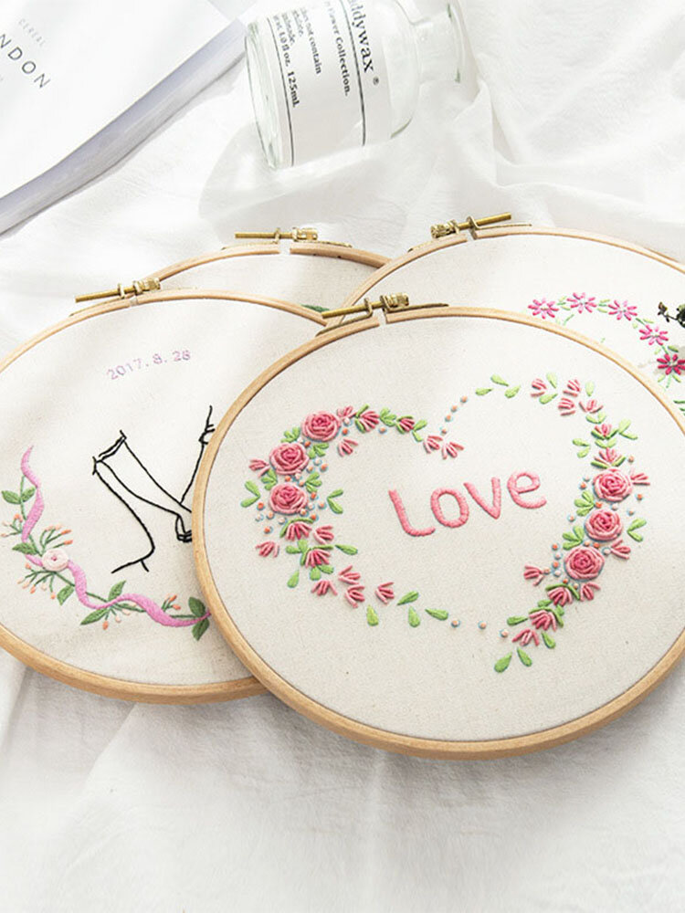 Lover Coração Kit de bordado europeu impresso DIY para iniciantes Pacote de costura artística para iniciantes