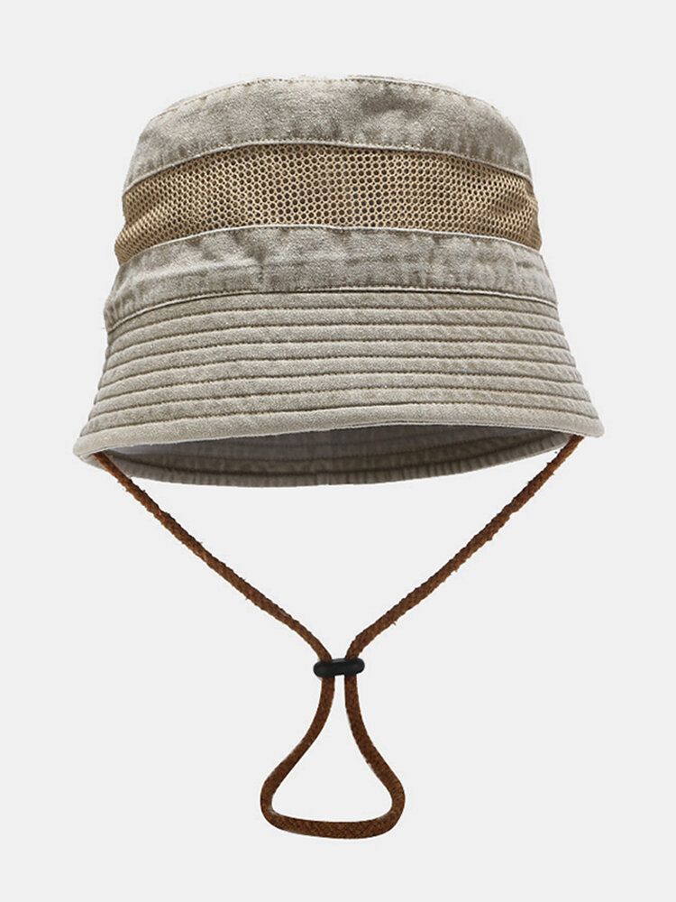 Washable Cotton Bucket Hat Mesh Breathable Leisure Fisherman Hat