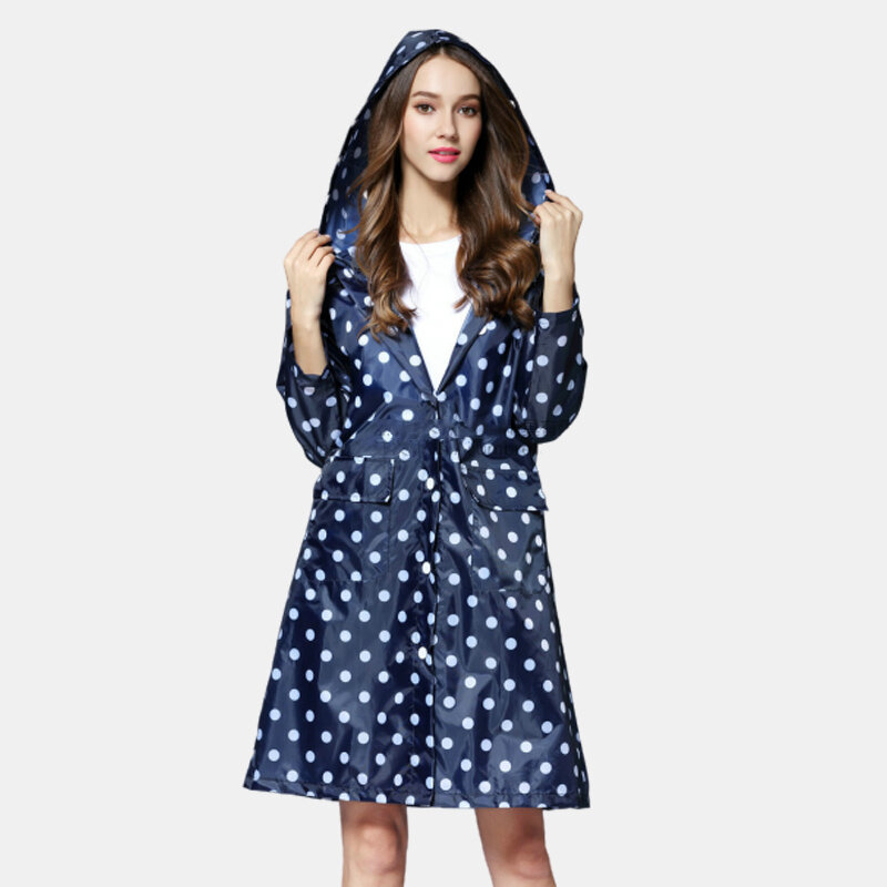 

Polka Dot Pattern Fashion Windbreaker Raincoat Outdoor Dustproof Clothing, Blue;coffee;rose;red