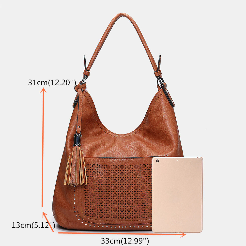 Hot-sale designer Women Laser Cut Bag Tassel Rivet Tote Bag Online ...