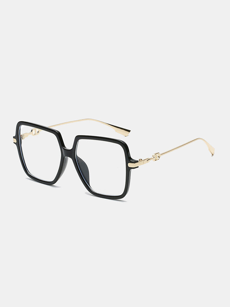 Unisex Metal Resin Full Big Square Frame Anti-blue Light Eye Protection Flat Glasses