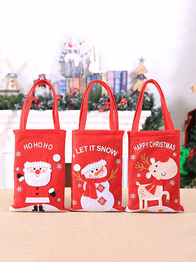 Women Cute Christmas Santa Claus Elk Pattern Decoration Candy Snack Bag Handbag