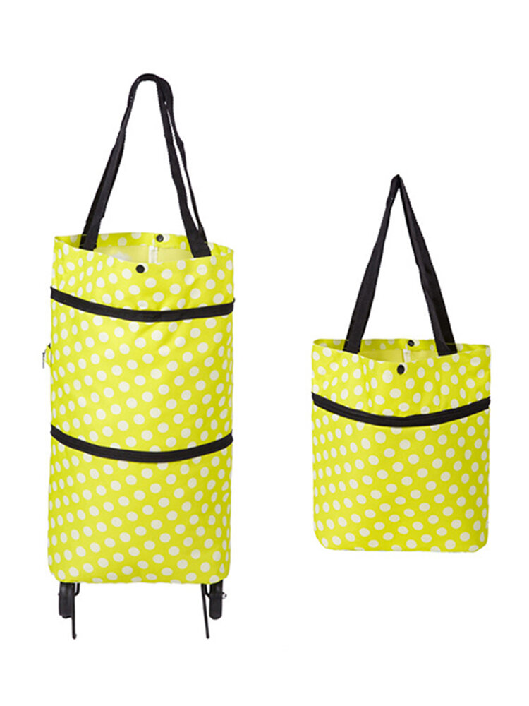 حقيبة تسوق متعددة الألوان طباعة منقطة محمولة بعجلة