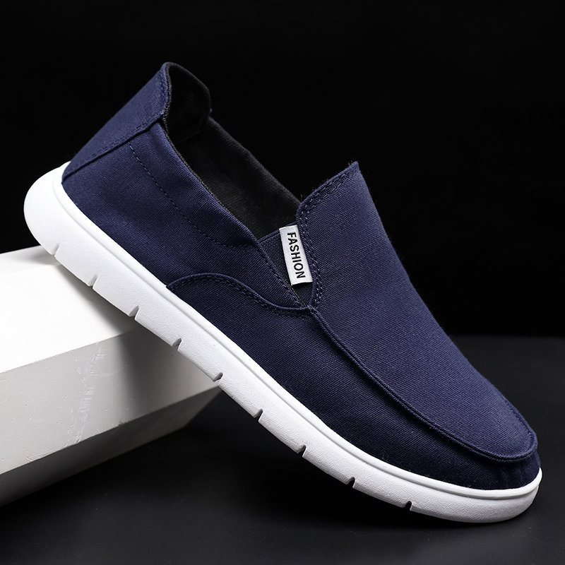 Men Pure Color Canvas Breathable Slip On Casual Flats