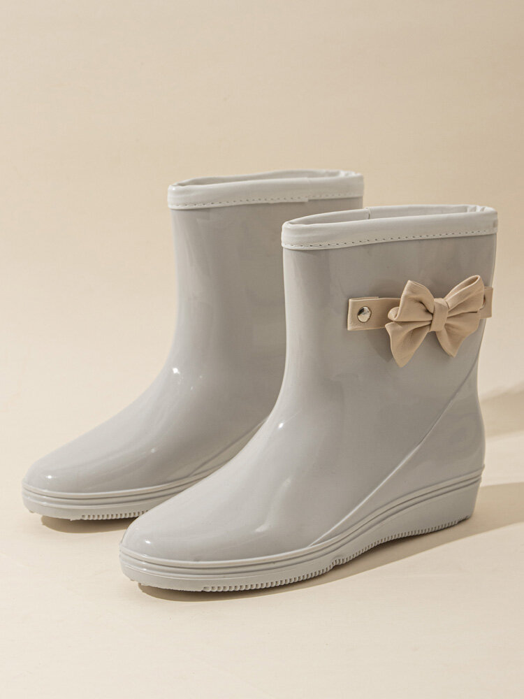 Women Waterproof Bow Non-slip Rain Boots