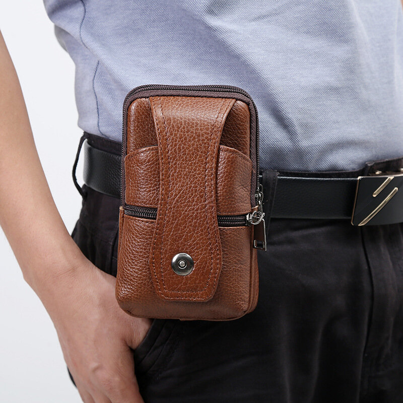 

Genuine LeatherMulti-carry 6.5 Inch Phone Bag Crossbody Bag Waist Bag Belt Bag, Brown;coffee
