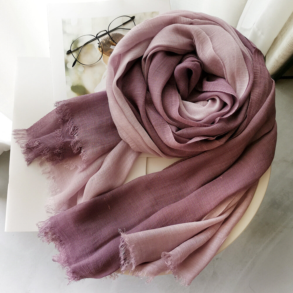 

Cotton And linen Scarf Ladies Autumn And Winter Gradient Color Matching Ladies Forest Women Slub Yarn Shawl
