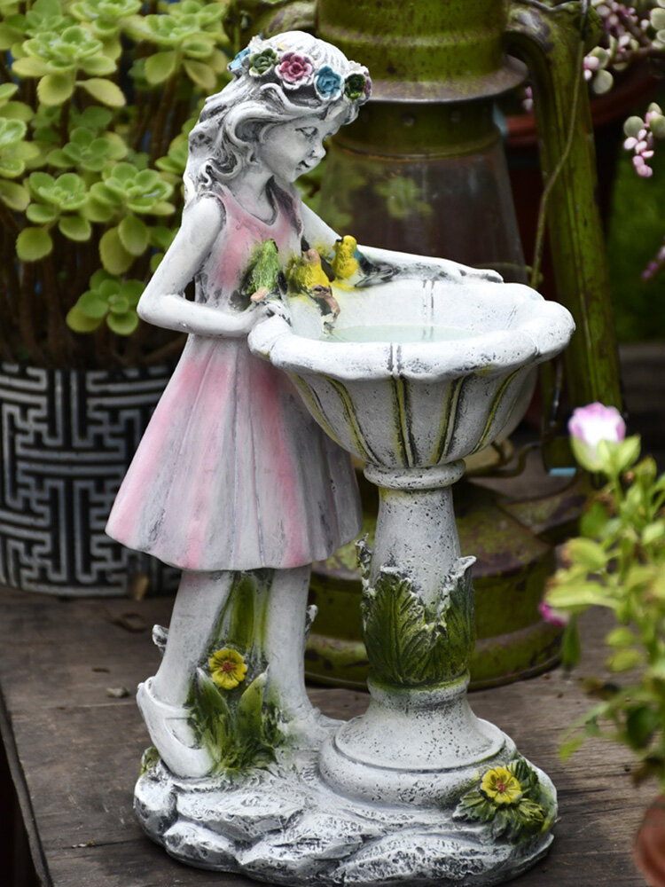 1 PC Resin Cute Solar Energy Rabbit Flower Fairy Elf Statues Landscaping Home Yard Garden Decor Ornament