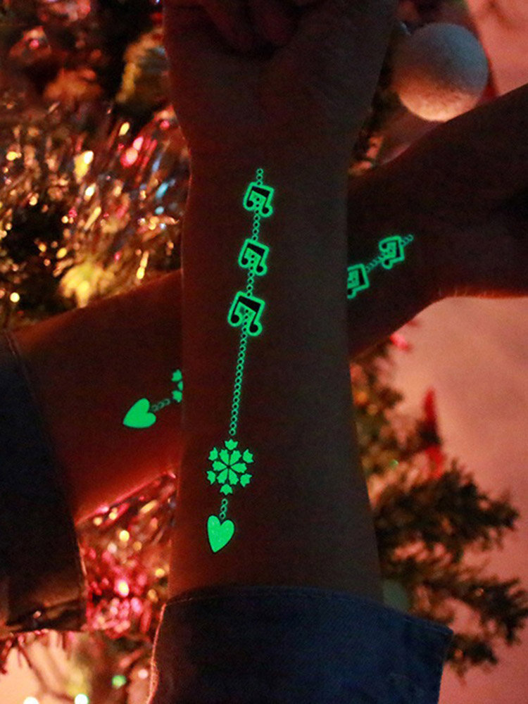 Autocollant de tatouage lumineux tatouages de fête mignon dessin animé autocollants de tatouage temporaires de noël