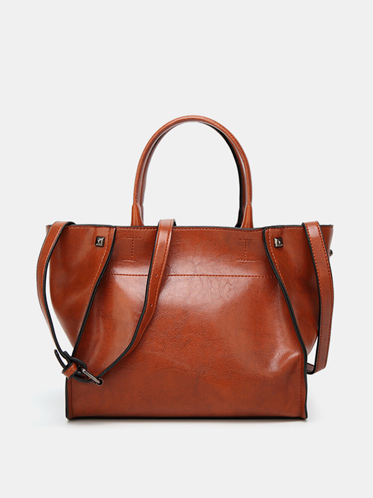 Women Retro PU Leather Handbag Large Capacity Shoulder Bags