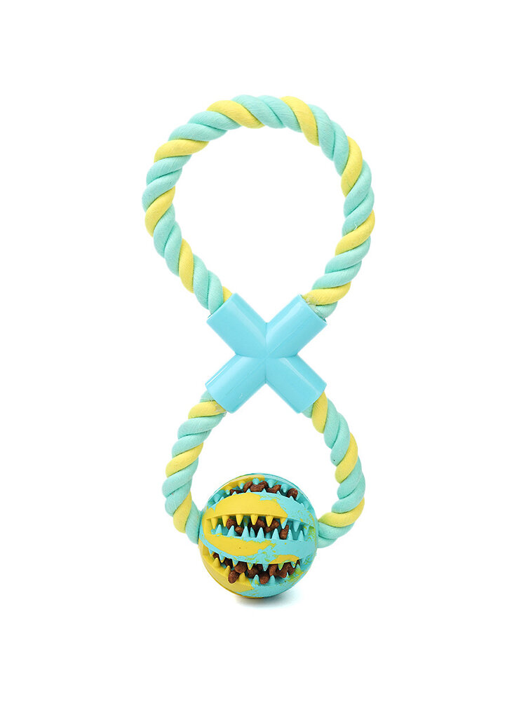 New Dog Toy Cotton Rope + Rubber Ball Can Be Plugged Snacks Food Ball Puzzle Bite-Resistant Toys