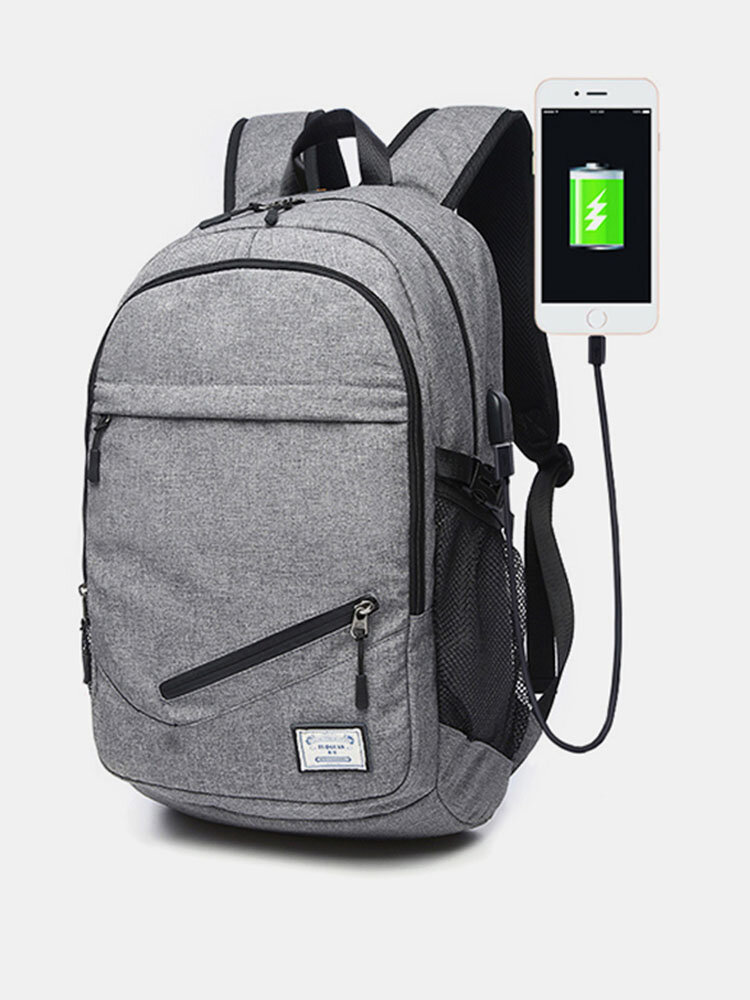 Outdoor Travel Canvas Backpack 17'' Laptop Bag Basketball Bag With USB Socket